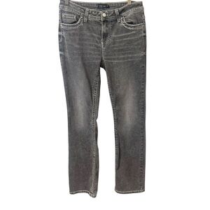 Refuge Denim Jeans Faded Black Grey Crystal Gem Accents Womens  Size 7 Stretch